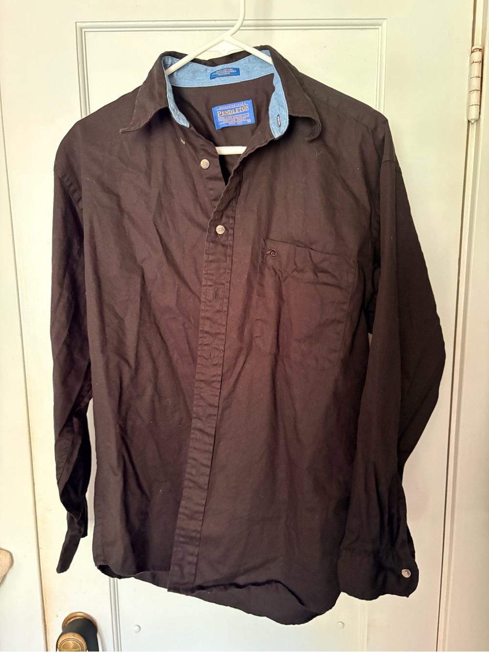Pendleton Mens Black Long Sleeve Button Down Shirt 100% Cotton Size M